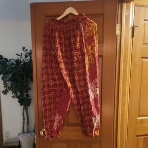 Bohemian Red Floral Women's Pants